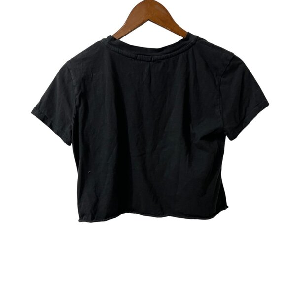 Originality Brand  Black Cropped T-Shirt With Daisy‎ Smiley Face Small - Picture 3 of 6